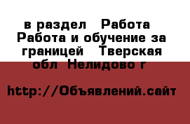  в раздел : Работа » Работа и обучение за границей . Тверская обл.,Нелидово г.